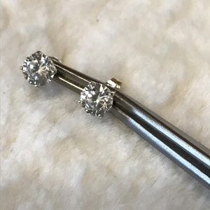 Genuine White Sapphire Stud Earrings